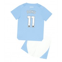 Otroški Nogometni dresi Manchester City Jeremy Doku #11 Domači 2023-24 Kratek Rokav (+ Kratke hlače)